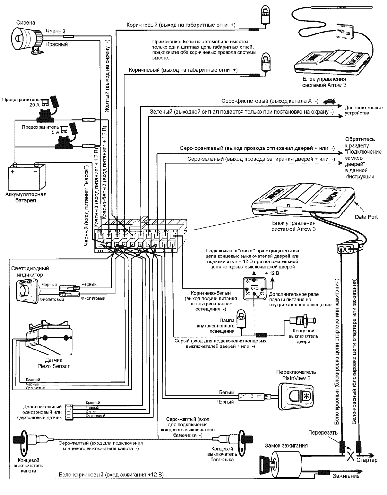 Схема подключения CLIFFORD ARROW 3