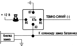 Схема подсоединения замка багажника