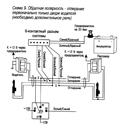 Схема подключения замков дверей